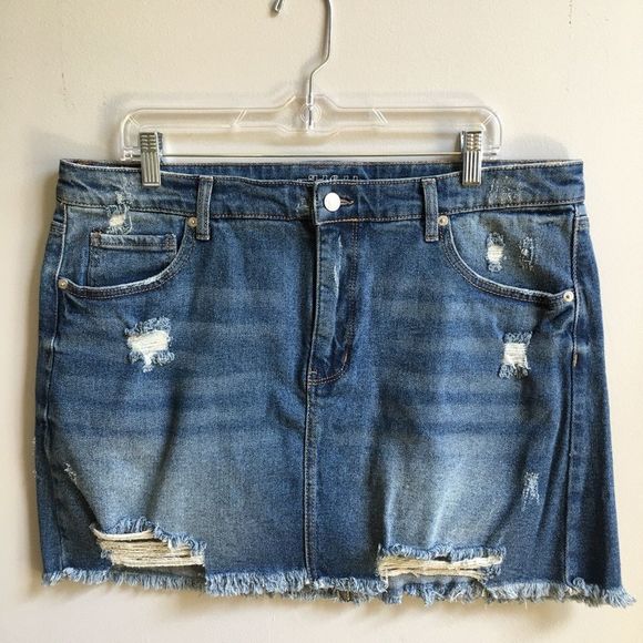 Wild Fable Destructed Denim Mini Skirt New - Picture 5 of 8